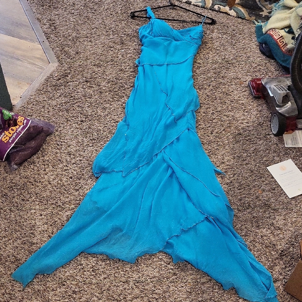 Chic Asymmetrical Blue Dress